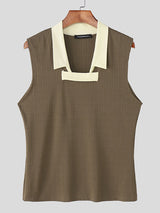 Mens Contrast Color Textured Casual Tank SKUL19098