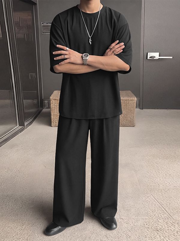 Men's Solid Color Semi Sheer Casual Two Pieces Outfit SKUL53020