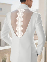 Men's Lace Patchwork Backless Long Sleeve Blazer SKUL24944