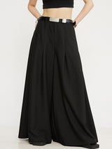 Mens Solid Pleated Casual Wide Leg Pants SKUK32792