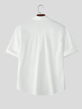 Mens Solid Color Minimalist Short Sleeve Shirt SKUL06354