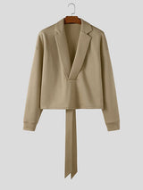 Men's Ribbon Patchwork Lapel Long Sleeve Hoodie SKUL43636