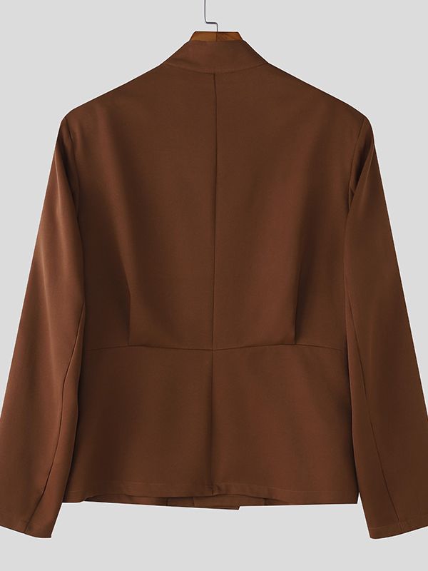 Men's New Chinese Style Stand Collar Long Sleeve Blazer SKUL38920