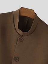 Men's Solid Color Stand Collar Long Sleeve Blazer SKUL43819