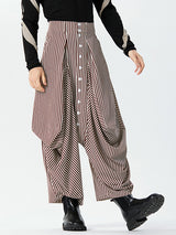 Mens Striped Button Design Drop Crotch Pants SKUK41873