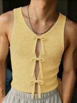 Men's Knitted Textured Lace Up Tank SKUL46003