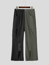 Men's Lace-Up Patchwork Colorblock Flared Pant SKUL31852