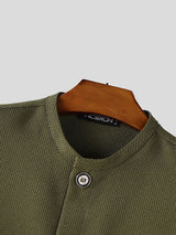 Men's Textured Cropped Stand Collar Long Sleeve Jacket SKUL37282