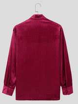 Mens Velvet Stand Collar Long Sleeve Shirt SKUK94840