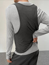 Men's Faux Two Piece Design Long Sleeve T-Shirt SKUL44943