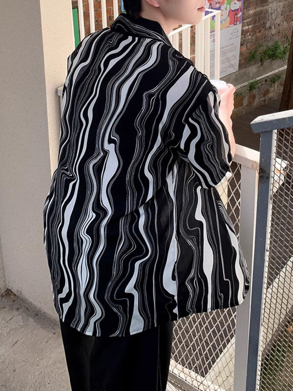 Mens Wavy Striped Short Sleeve Shirt SKUL22415