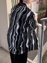 Mens Wavy Striped Short Sleeve Shirt SKUL22415