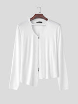 Mens Irregular Hem Hollow Long Sleeve T-shirt SKUK98998