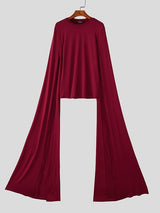 Men's Extra Long Split Knit Crew Neck T-Shirt SKUL49883