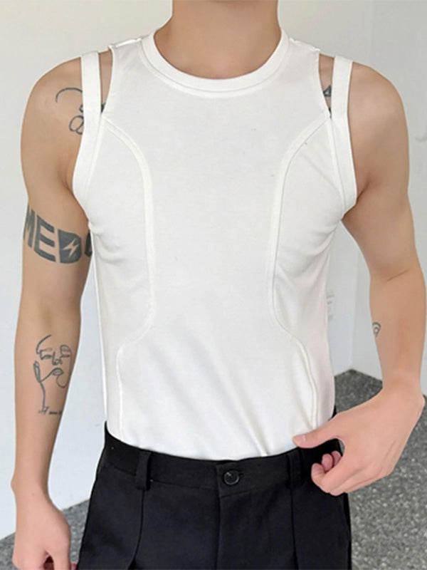 Mens Hollow Out Design Slim Fit Knit Tank SKUK65697