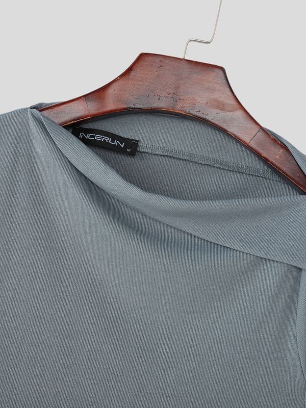 Men's Solid Color Asymmetrical Shoulder Casual Tank SKUL47786