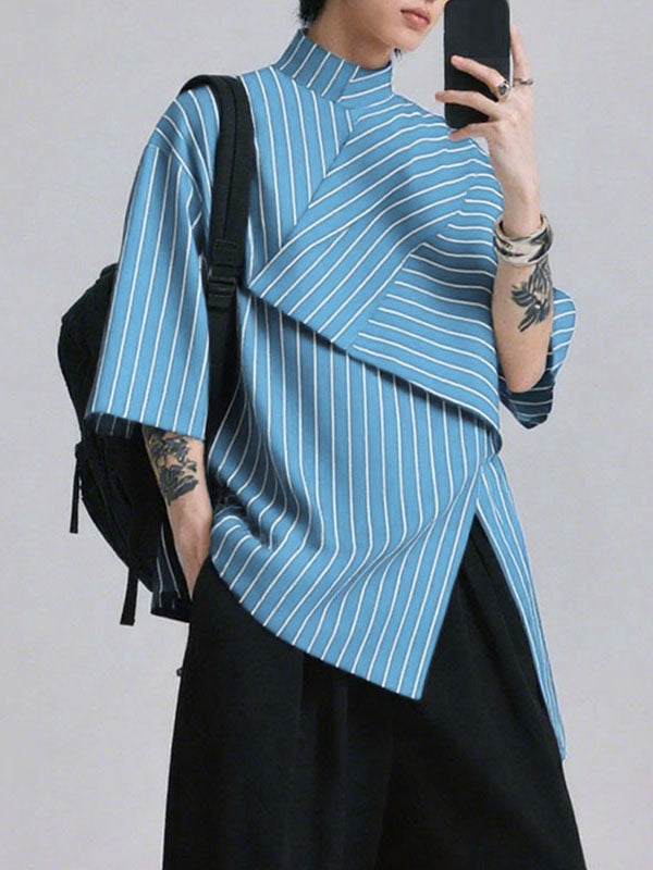 Men's Irregular Stripe 3/4 Length Sleeve Shirt SKUL28479