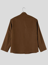 Men's Neo-Chinese Chic Evening Gala Frog Button Stand Collar Asymmetric Slanted Hem Blazer SKUL85969