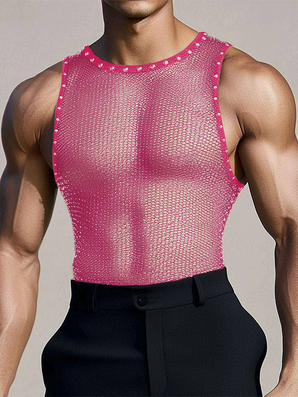 Mens Shimmer Sheer Mesh Tank SKUK94755