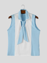 Men's Retro Nautical Sailor Collar Integrated Tie-Scarf Tank SKUL60964