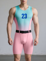 Men's Gradient Number Print Bodysuit SKUL18673