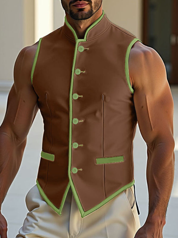 Men's Colorblock Casual Waistcoat SKUL21133