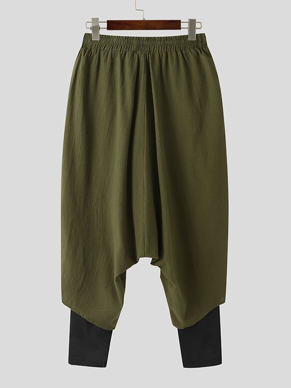 Men's Faux Two-Piece Patchwork Wide Leg Pant SKUL48587