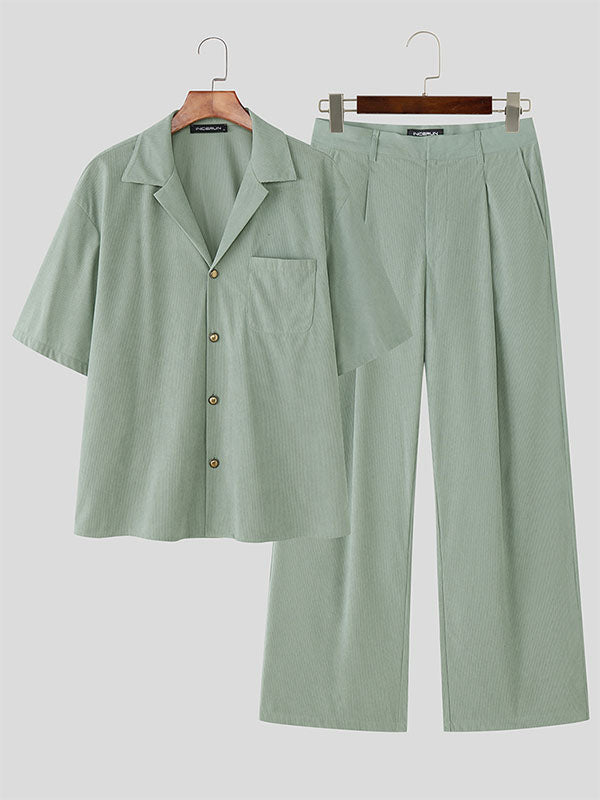 Men's Casual Corduroy Two Pieces Outfit SKUL23595