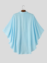 Men's Avant-Garde Butterfly Graphic Deep V-Neck Cape-Style Batwing Sleeve Shirt SKUL66950