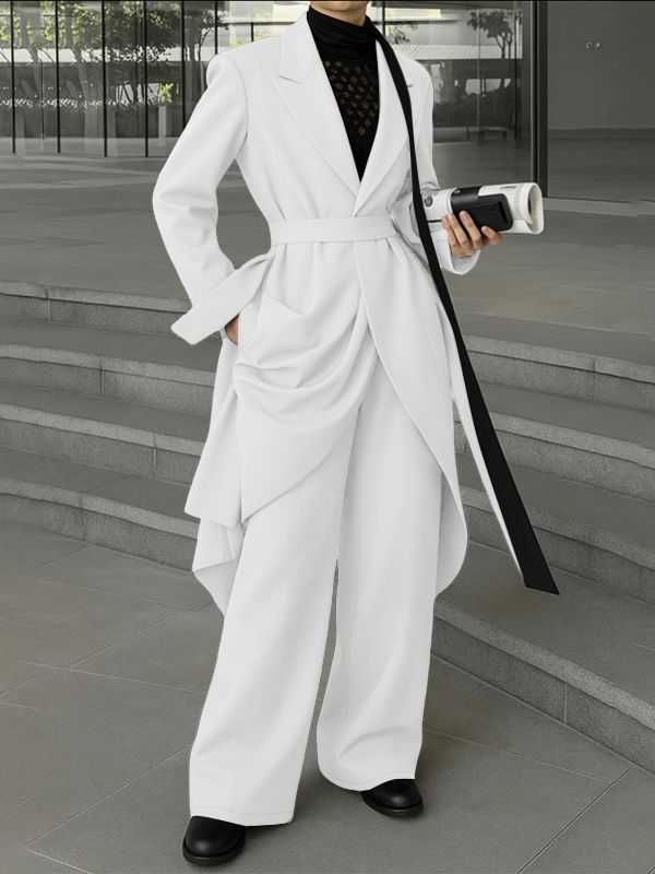 Men's Solid Color Drawstring Two Pieces Outfit SKUL36624