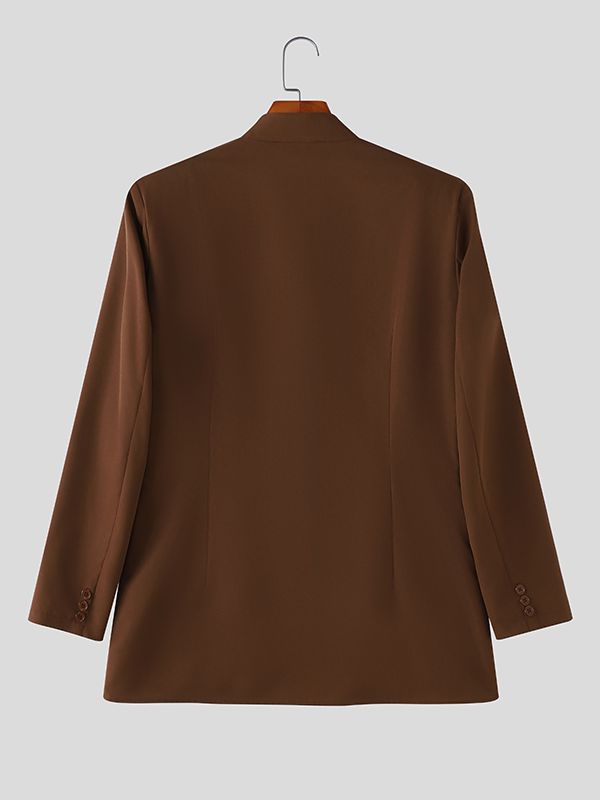 Men's Irregular Hem Stand Collar Long Sleeve Blazer SKUL49851