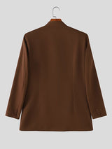 Men's Irregular Hem Stand Collar Long Sleeve Blazer SKUL49851