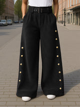 Men's Metal Buckle Patchwork Textured Casual Pant SKUL22237