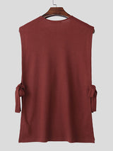 Mens Textured Split Hem Tie Sleeveless Tank SKUL06397
