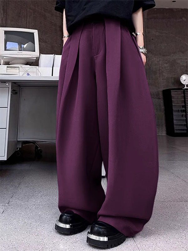 Mens Solid Color Wide Leg Casual Pant SKUL12492