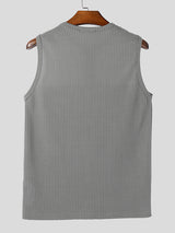 Mens Textured Semi-Sheer Hollow-Out Tank SKUK86689