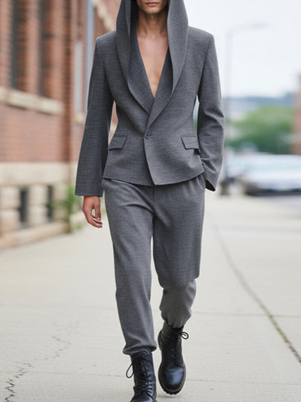 Men's Deconstructed Hooded Two Pieces Outfit SKUL42559