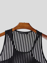 Mens Striped Sheer Casual Tank SKUL15389