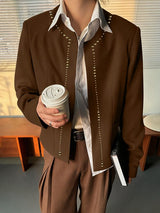 Men's Solid Casual Metal Trim Long Sleeve Jacket SKUL29738