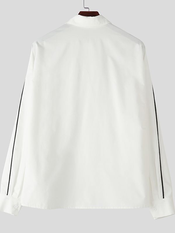 Men's Trendy Colorblock Loose Style Long Sleeve Shirt SKUL35310