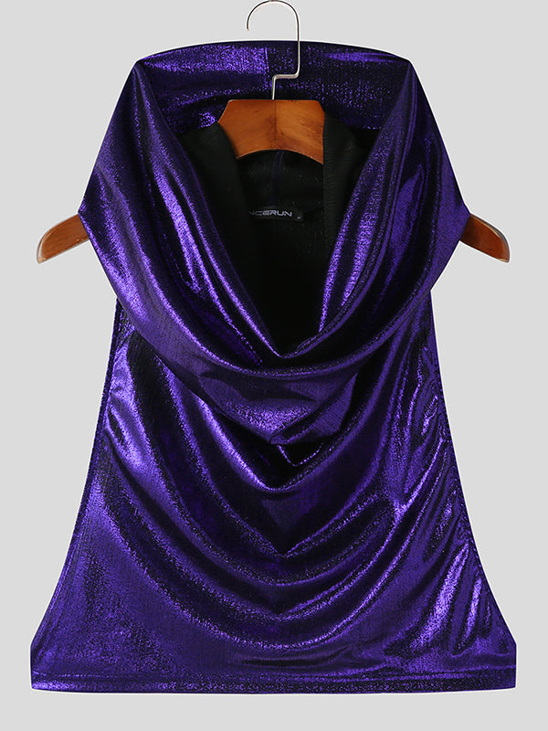 Mens Glitter Cowl Neck Hooded Crop Top SKUK23174