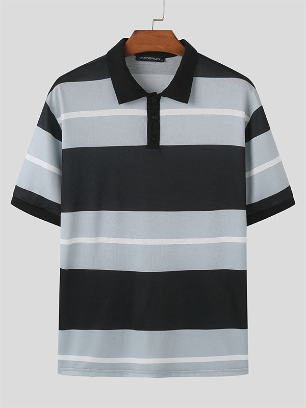 Mens Striped Knit Short Sleeve Shirt SKUK68827