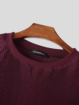 Men's Solid Color Pleated Design Casual Two Pieces Outfit SKUL53146