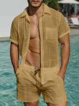 Men's Sheer Mesh Casual Two Pieces Outfit SKUL20265