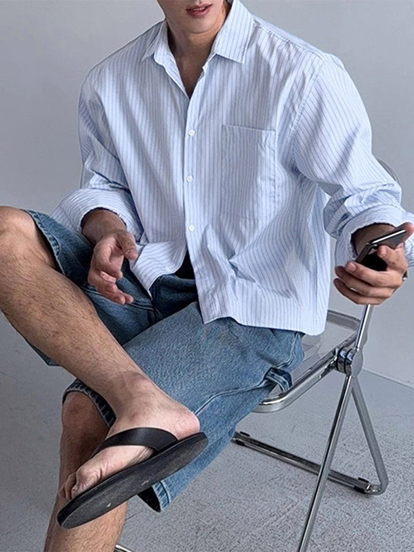 Men's Striped Casual Long Sleeve Shirt SKUL29763