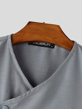Men's Modern Chinoiserie Asymmetric Diagonal Button Two Pieces Outfit SKUL68426
