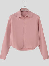 Men's Back Cutout Cropped Long Sleeve Shirt SKUL43730