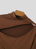 Mens Cutout Half-Collar Long Sleeve Bodysuit SKUK39269