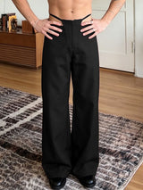 Men's Avant-Garde Cut Out G-String Waistband Wide Leg Pant SKUL66127