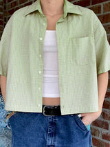 Mens Plaid Cropped Short Sleeve Shirt SKUL02060